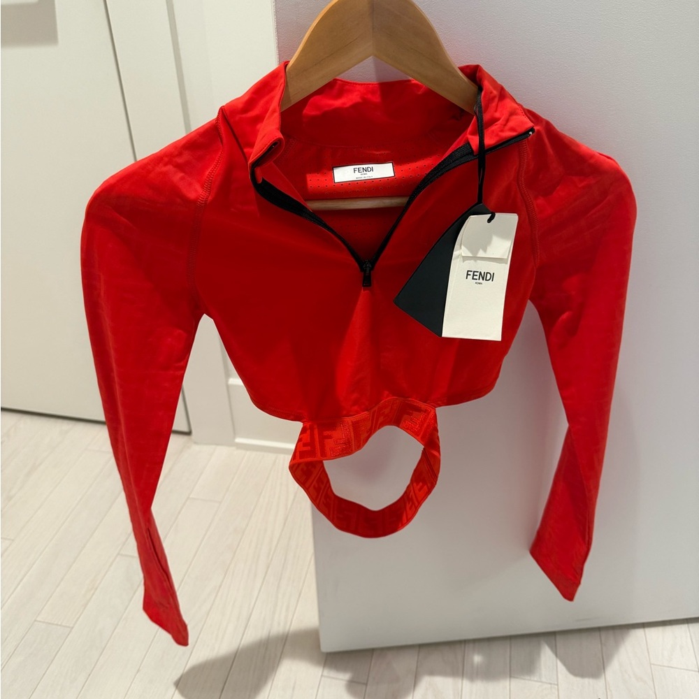 Fendi red sports crop top NWT